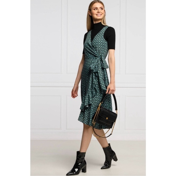 Tory Burch Batik Medallion Ruffle Wrap Dress Size 0 - Picture 1 of 16